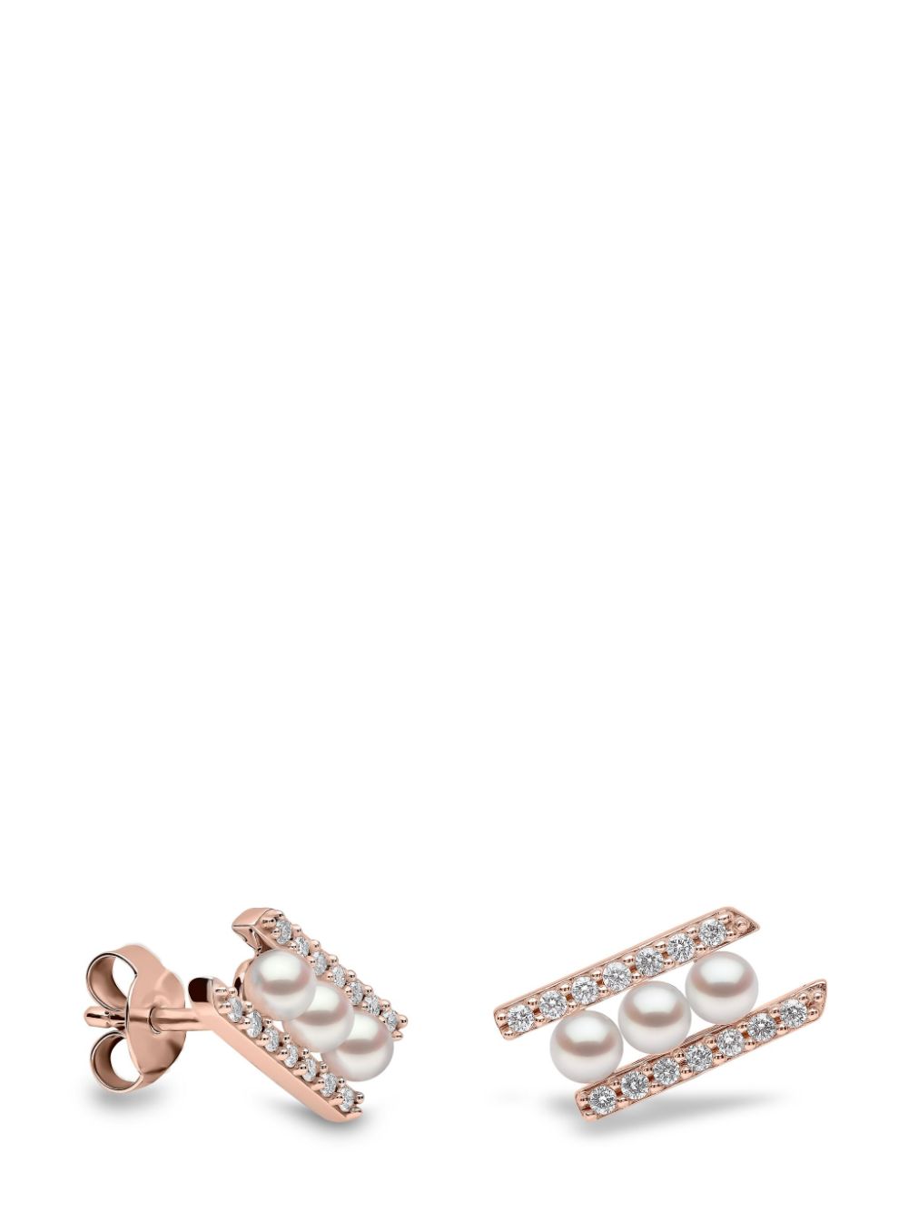 Yoko London 18kt rose gold Akoya pearl and diamond earrings