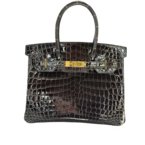 Hermès Birkin 30 Crocodile Graphite Gold Hardware